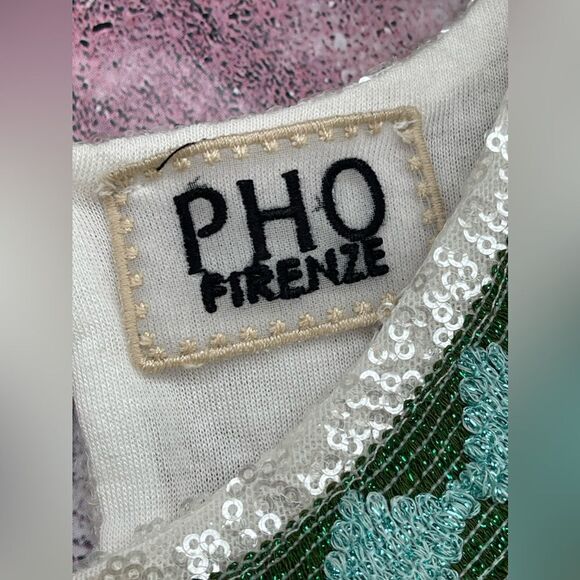 PHO FIRENZE WHITE SEQUIN MINI DRESS WITH DECORATED PROFILES XS - Picture 8 of 17